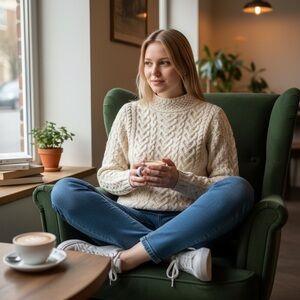 Aran Crafts Cream Cable Knit Sweater